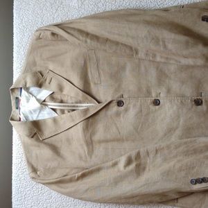 J Crew Tan Unlined Irish Linen 3 Button Sport Jacket  44R